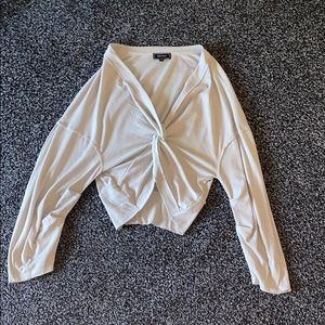 pale brown cropped knit blouse